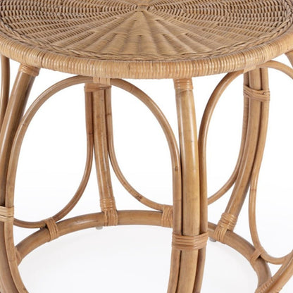 24" Natural Rattan Round Drum End Table HomeRoots