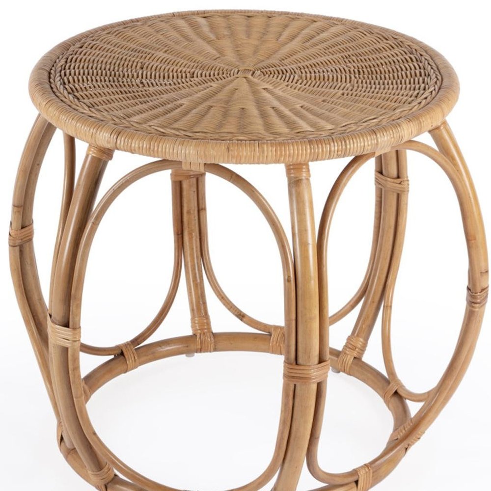 24" Natural Rattan Round Drum End Table HomeRoots