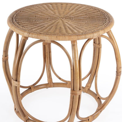 24" Natural Rattan Round Drum End Table HomeRoots