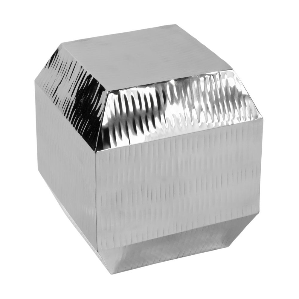 20" Silver Stainless Steel Square Block End Table HomeRoots
