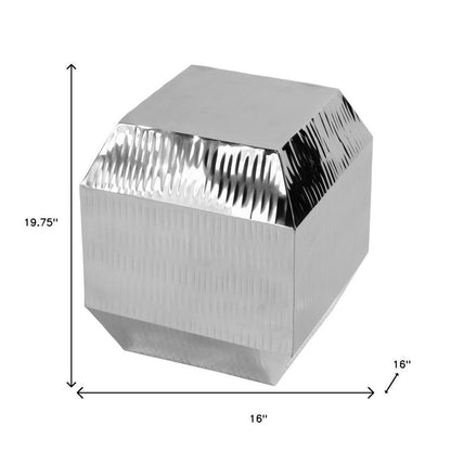 20" Silver Stainless Steel Square Block End Table HomeRoots