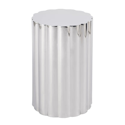 18" Silver Stainless Steel Block End Table