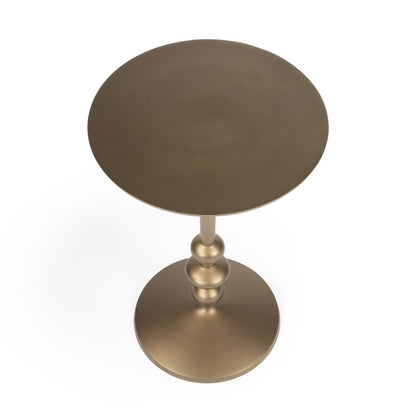 19" Bronze Aluminum Round Drink Size Pedestal End Table HomeRoots