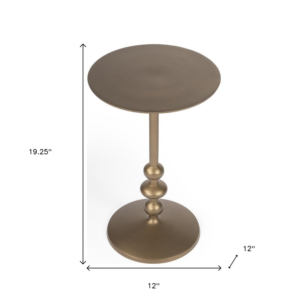 19" Bronze Aluminum Round Drink Size Pedestal End Table HomeRoots