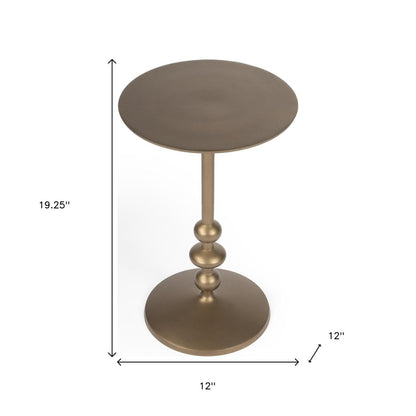 19" Bronze Aluminum Round Drink Size Pedestal End Table HomeRoots