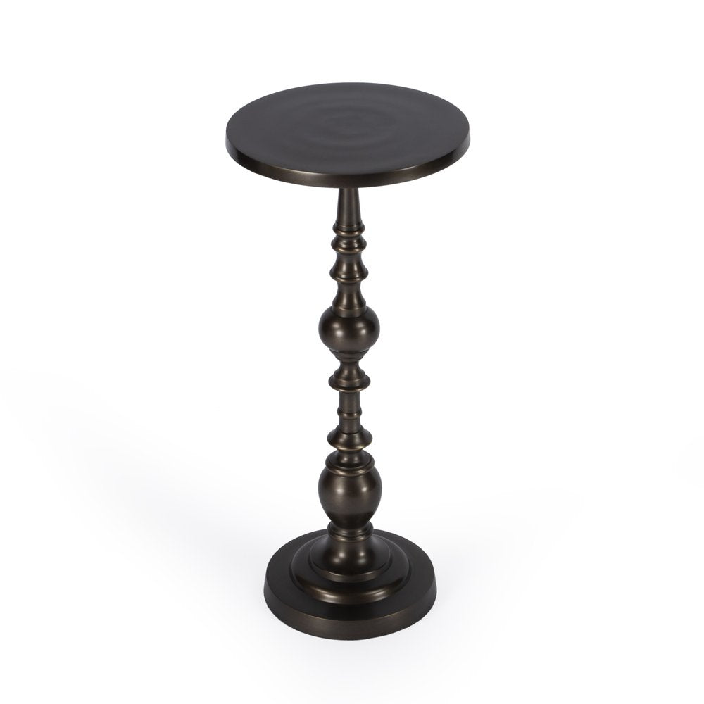 23" Bronze Metal Round Pedestal End Table HomeRoots