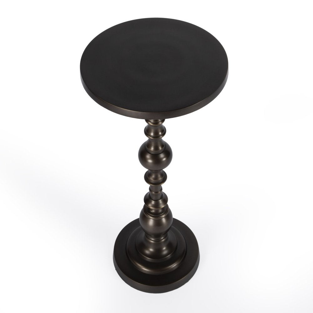 23" Bronze Metal Round Pedestal End Table HomeRoots
