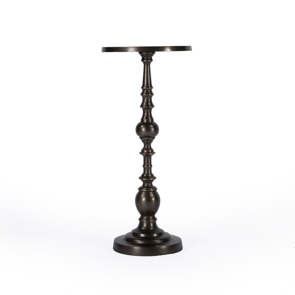 23" Bronze Metal Round Pedestal End Table HomeRoots