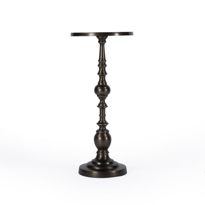 23" Bronze Metal Round Pedestal End Table HomeRoots