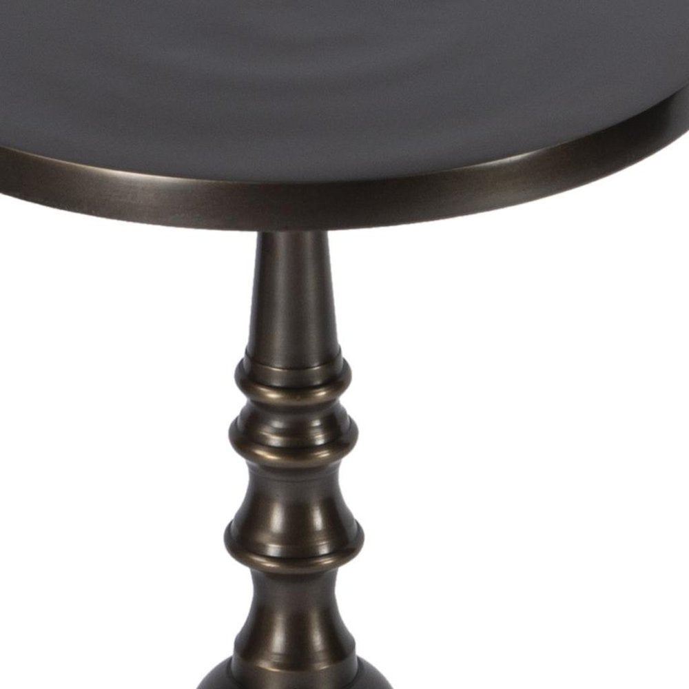 23" Bronze Metal Round Pedestal End Table HomeRoots