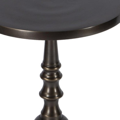 23" Bronze Metal Round Pedestal End Table HomeRoots