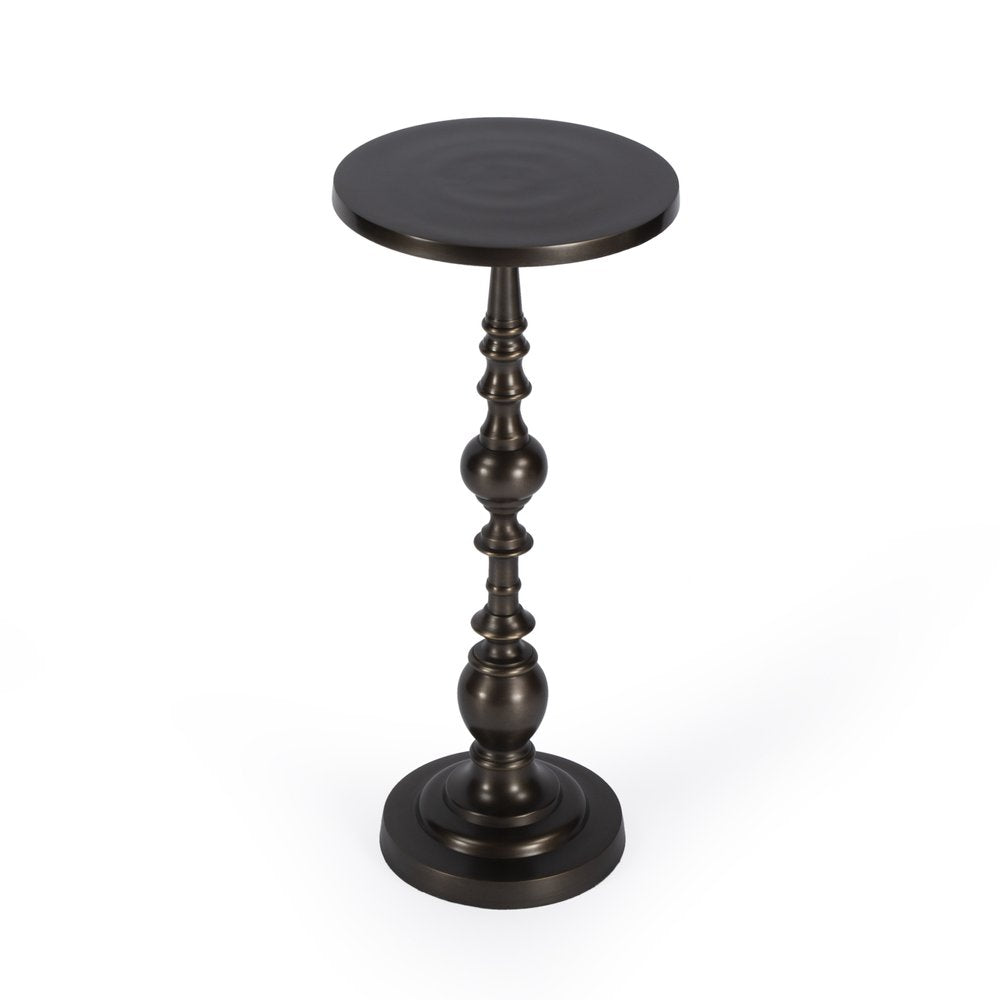 23" Bronze Metal Round Pedestal End Table HomeRoots