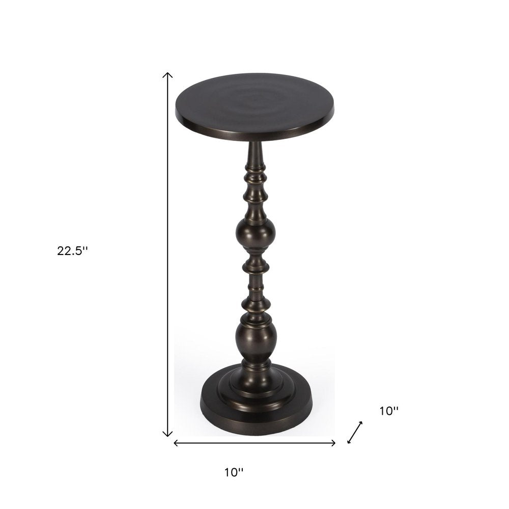 23" Bronze Metal Round Pedestal End Table HomeRoots