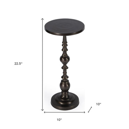 23" Bronze Metal Round Pedestal End Table HomeRoots