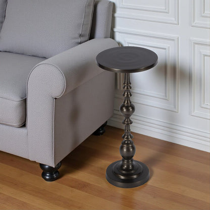 23" Bronze Metal Round Pedestal End Table HomeRoots