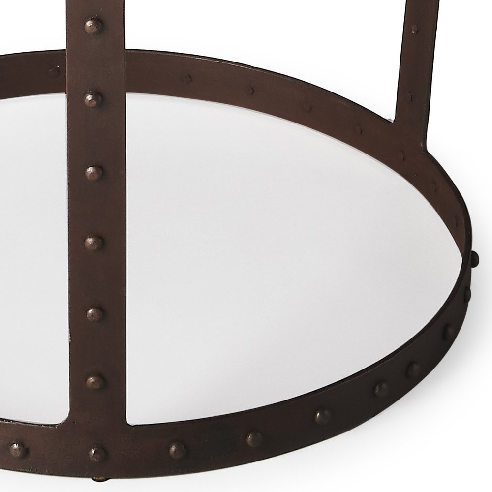 24" Copper and Bronze Metal Round Pedestal End Table HomeRoots