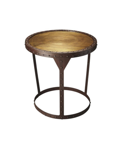 24" Copper and Bronze Metal Round Pedestal End Table HomeRoots