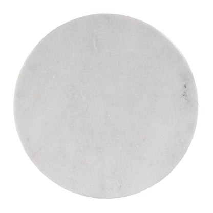 25" White and Black Marble and Aluminum Round Pedestal End Table HomeRoots