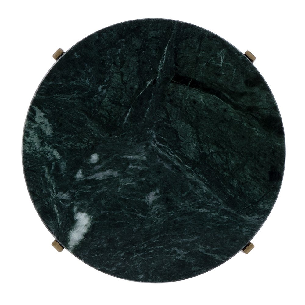 21" Green and Gold Marble and Iron Drink Size Round End Table HomeRoots