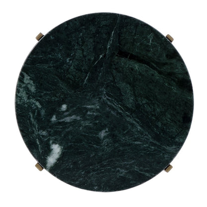 21" Green and Gold Marble and Iron Drink Size Round End Table HomeRoots