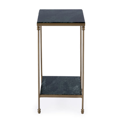 24" Green and Gold Marble and Iron Square End Table With Shelf HomeRoots