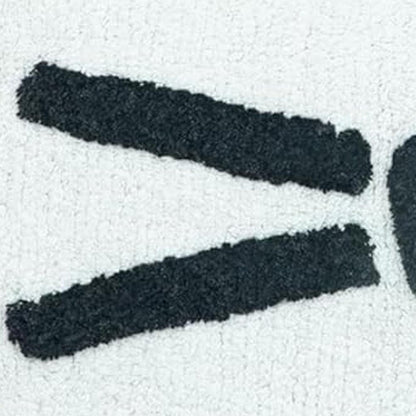 32" Black And White Cotton Cat Shaped Youthful Bath Rug HomeRoots