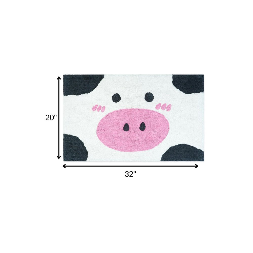 32" White Black And Pink Cotton Cow Youthful Bath Rug HomeRoots