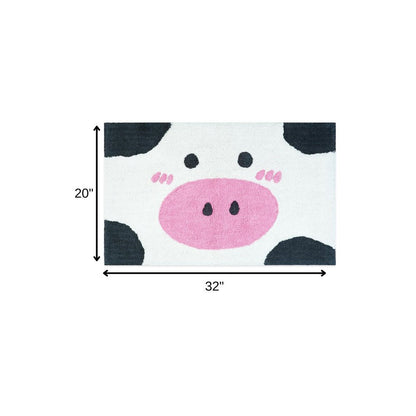 32" White Black And Pink Cotton Cow Youthful Bath Rug HomeRoots
