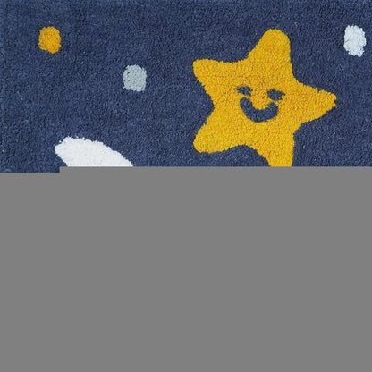 32" White Blue And Yellow Cotton Clouds and Stars Youthful Bath Rug HomeRoots