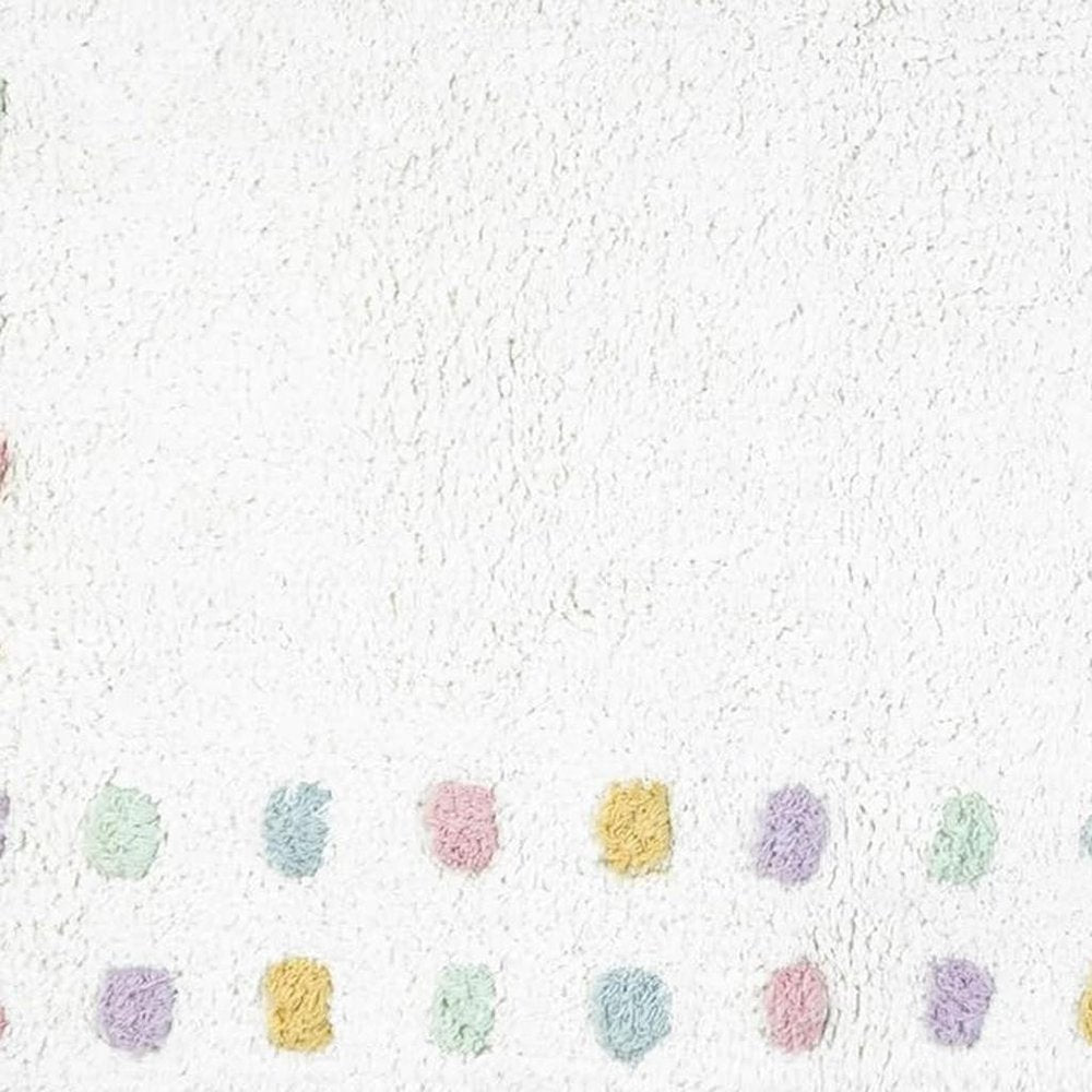 32" White Purple And Pink Cotton Polka Dots Bath Rug HomeRoots