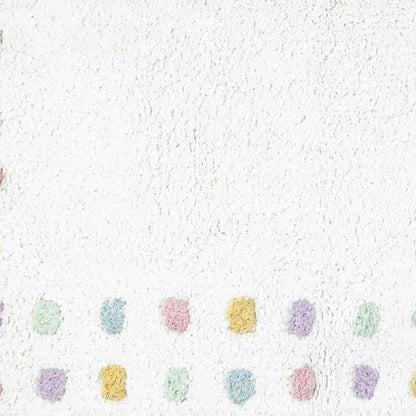 32" White Purple And Pink Cotton Polka Dots Bath Rug HomeRoots