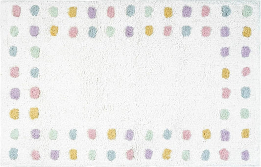 32" White Purple And Pink Cotton Polka Dots Bath Rug HomeRoots