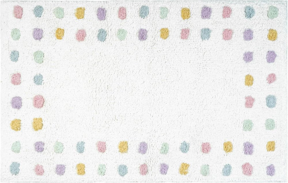 32" White Purple And Pink Cotton Polka Dots Bath Rug HomeRoots