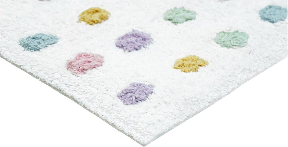 32" White Purple And Pink Cotton Polka Dots Bath Rug HomeRoots