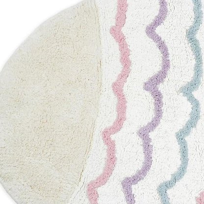 32" White Pink And Purple Cotton Fish Shaped Youthful Bath Rug HomeRoots