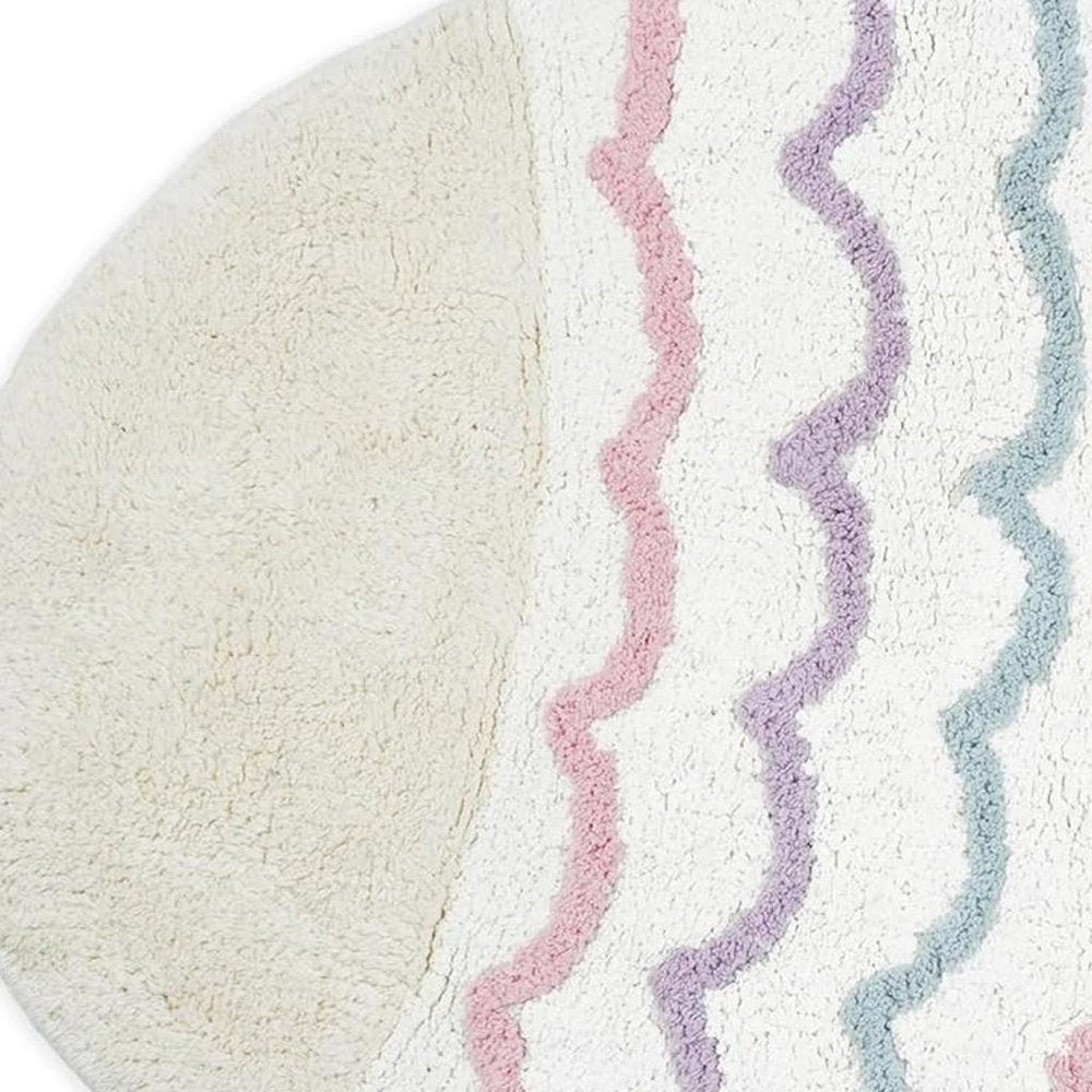 32" White Pink And Purple Cotton Fish Shaped Youthful Bath Rug HomeRoots