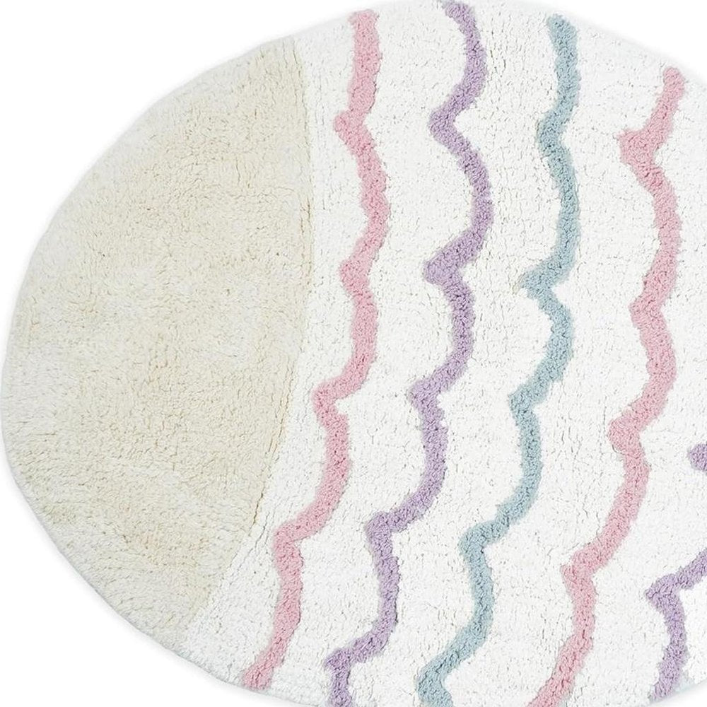 32" White Pink And Purple Cotton Fish Shaped Youthful Bath Rug — view 4