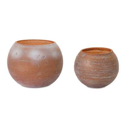 Set of Two Pink And Brown Distressed Abstract Glass Tabletop Votive Candle Holders HomeRoots