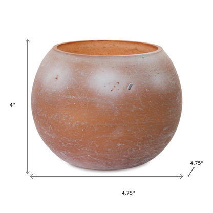 Set of Two Pink And Brown Distressed Abstract Glass Tabletop Votive Candle Holders HomeRoots