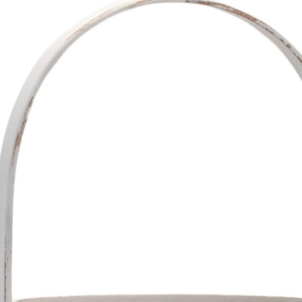 15" White Distressed Woven Manufactured Wood Centerpiece Lantern Candle Holder HomeRoots