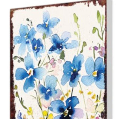 10" Blue And White Solid Wood Wildflowers Garden Stake HomeRoots