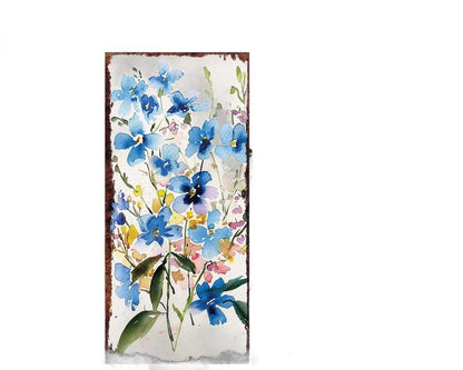 10" Blue And White Solid Wood Wildflowers Garden Stake HomeRoots