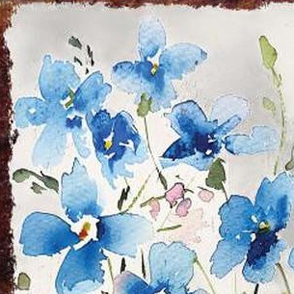 10" Blue And White Solid Wood Wildflowers Garden Stake HomeRoots