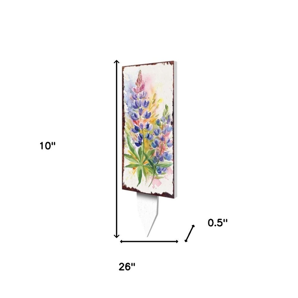 10" Blue Green Pink And White Solid Wood Floral Bouquet Garden Stake HomeRoots