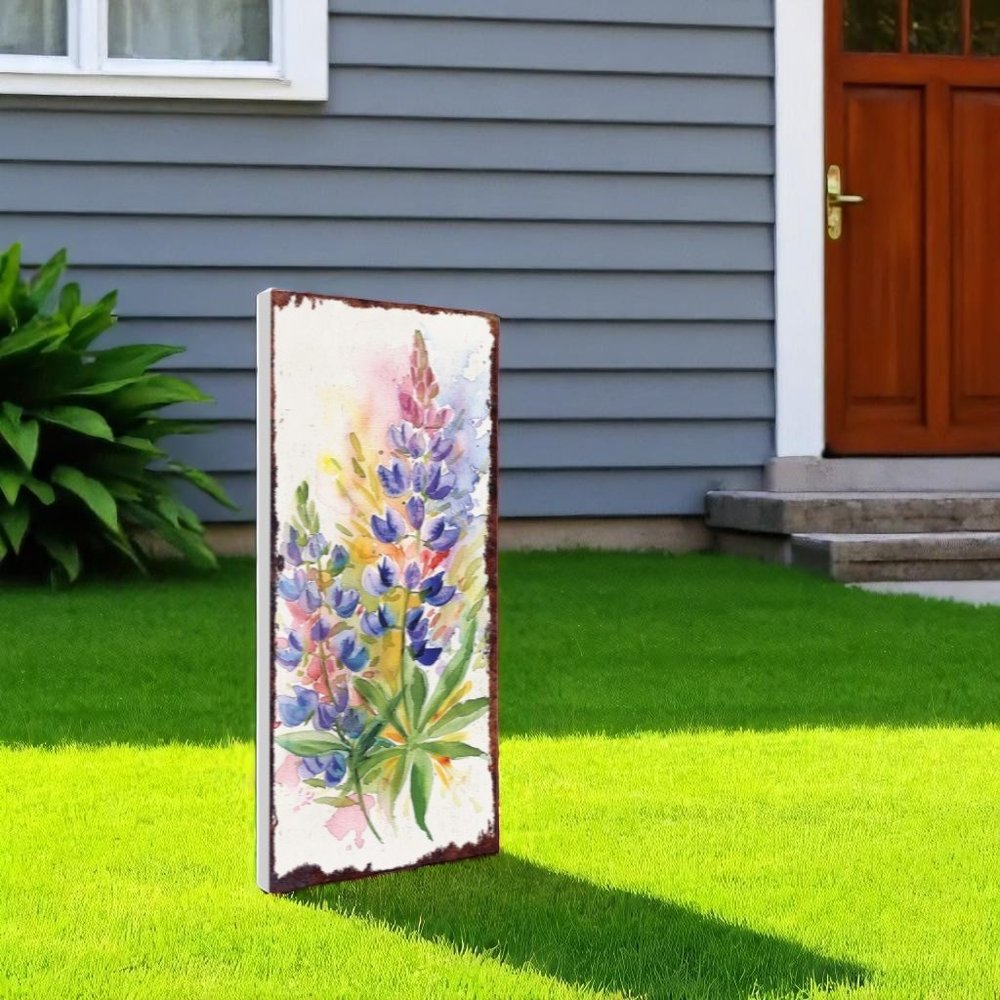 10" Blue Green Pink And White Solid Wood Floral Bouquet Garden Stake HomeRoots