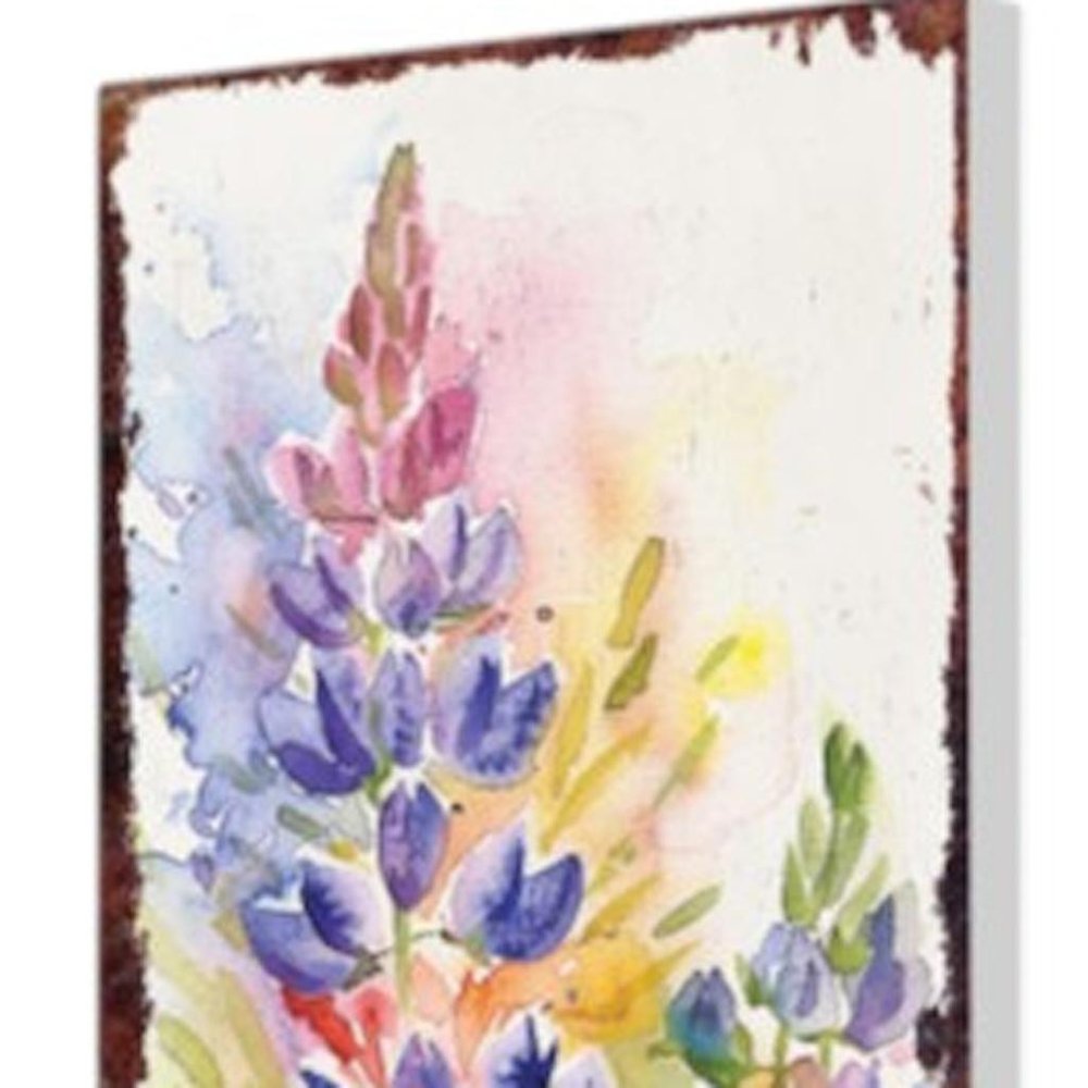 10" Blue Green Pink And White Solid Wood Floral Bouquet Garden Stake HomeRoots