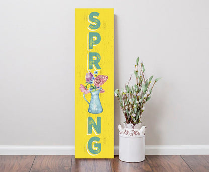 36" Yellow Solid Wood Spring Porch Sign HomeRoots