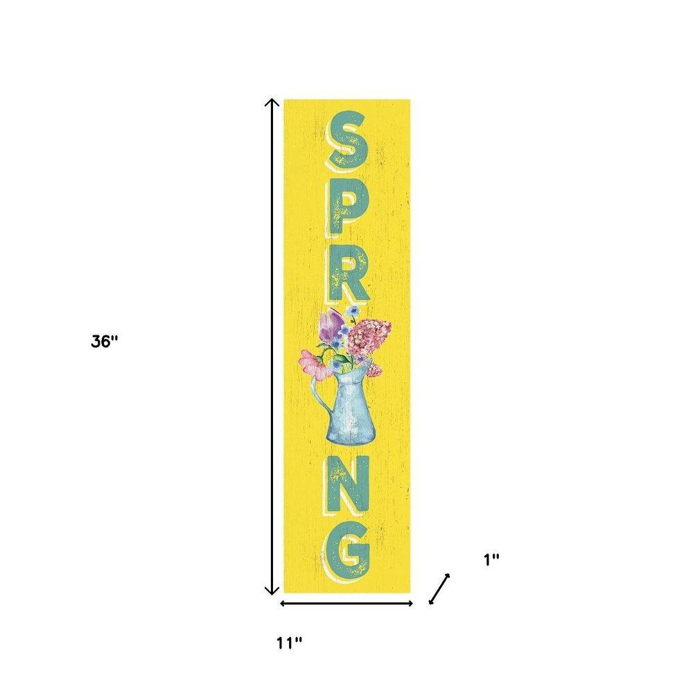 36" Yellow Solid Wood Spring Porch Sign HomeRoots