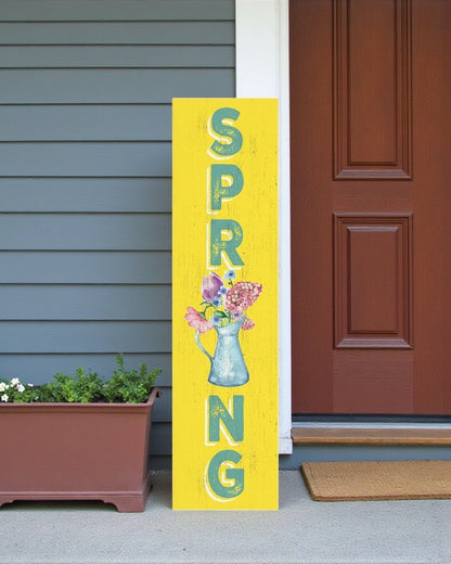 36" Yellow Solid Wood Spring Porch Sign HomeRoots