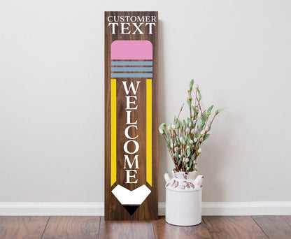 36" Brown Solid Wood Welcome Porch Sign HomeRoots